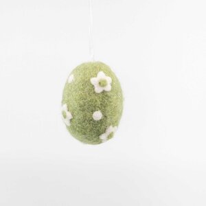 Vilten hanger paasei D 5 x H 8 cm groen - afbeelding 2