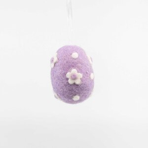 Vilten hanger paasei D 5 x H 8 cm lila