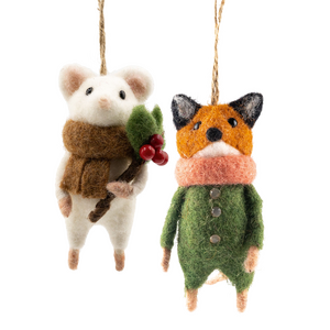 Vilten hangers dieren, 3 soorten - H 11 x B 5 x D 5 cm