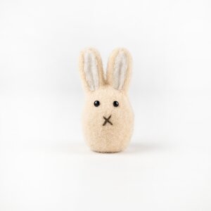 Vilten konijn staand D 4 x H 8,5 cm naturel