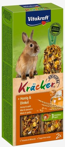 Vitakraft Dwergkonijnkracker honing/spelt 2in1