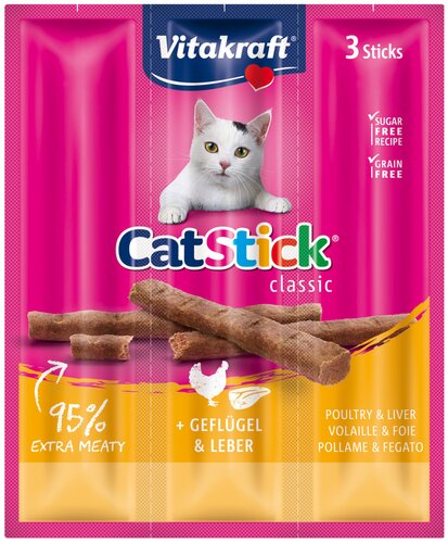 Vitakraft Kattensnack Cat Stick gevogelte en lever - 3 stuks