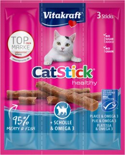 Vitakraft Kattensnack Cat Stick schol en omega 3 - 3 stuks