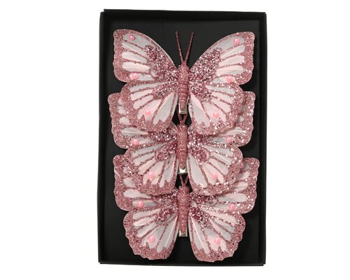 Vlinders veer - L12xB8,5cm Roze 3 stuks - afbeelding 1
