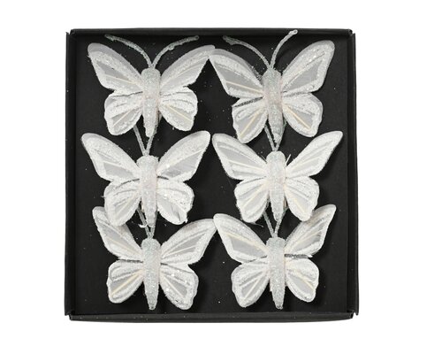 Vlinders veer - L5xB3,5cm Wit 6 stuks - afbeelding 1
