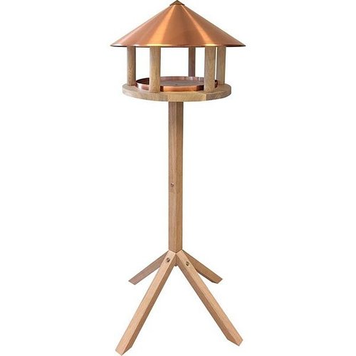 Voedertafel eiken rond koperen dak