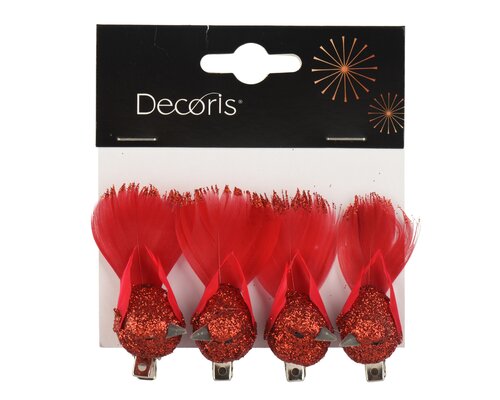 Vogel foam - B5xH2,5cm Kerstrood 4 stuks - afbeelding 2