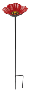 Vogelvoeder/drink schaal op steker Papaver D 13,5 x H 74 cm