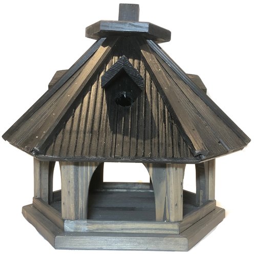 Vogelvoederhuis + vogelhuis Zwart-Grijs - B 35 x D 39 x H 37 cm - afbeelding 2