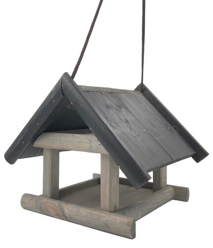Vogelvoederhuisje Hangend - 27x27xH23cm Zwart-Grijs