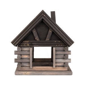 Vogelvoerderhuis blokhut Zwart-Grijs - B 35 x D 39 x H 37 cm - afbeelding 2