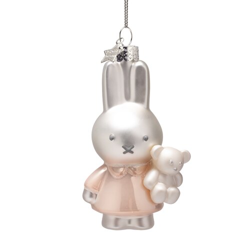 Vondels Kersthanger Nijntje met beer glas - H11cm Lichtroze - afbeelding 1