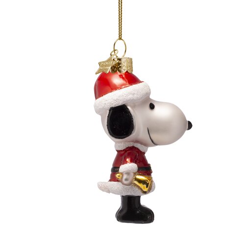 Vondels Kersthanger Snoopy in kerstkleding glas - H11cm - afbeelding 2