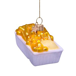 Vondels Kerstornament glas bakje patat met mayonaise - H4cm - afbeelding 1