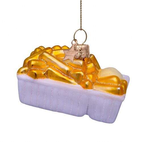 Vondels Kerstornament glas bakje patat met mayonaise - H4cm - afbeelding 2