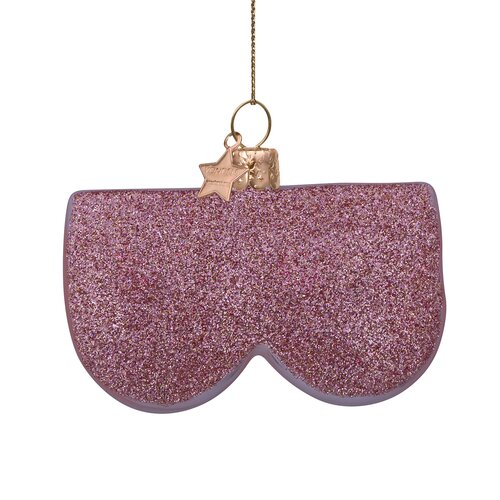 Vondels Kerstornament glas borsten met hartjes - H7cm Roze - afbeelding 3