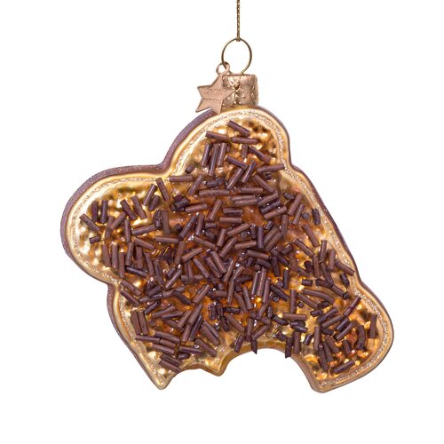 Vondels Kerstornament glas boterham met hagelslag - H9cm - afbeelding 1