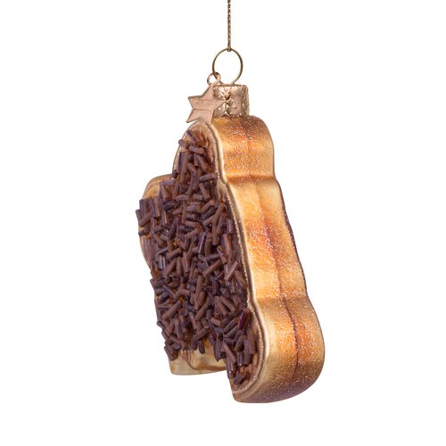 Vondels Kerstornament glas boterham met hagelslag - H9cm - afbeelding 2