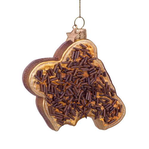 Vondels Kerstornament glas boterham met hagelslag - H9cm - afbeelding 5