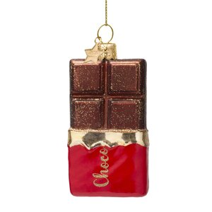 Vondels Kerstornament glas chocoladereep - H11cm Donkerbruin - afbeelding 1