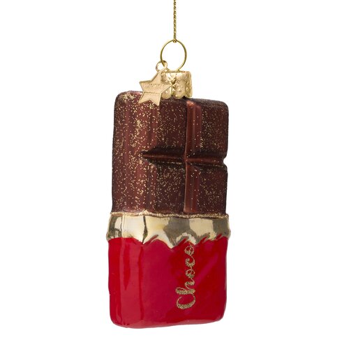 Vondels Kerstornament glas chocoladereep - H11cm Donkerbruin - afbeelding 2