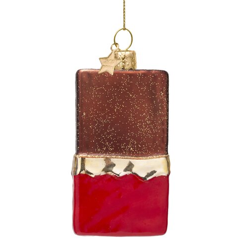 Vondels Kerstornament glas chocoladereep - H11cm Donkerbruin - afbeelding 3