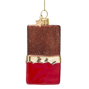 Vondels Kerstornament glas chocoladereep - H11cm Donkerbruin - afbeelding 3