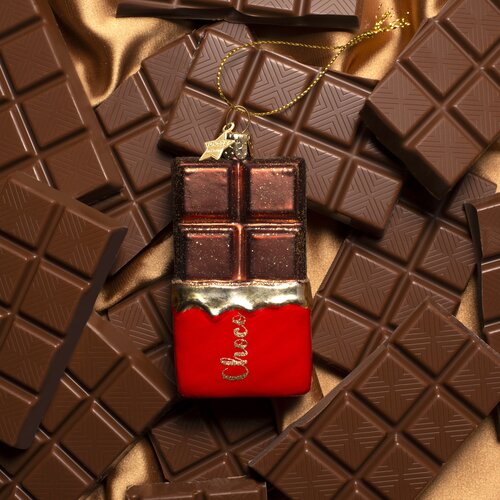 Vondels Kerstornament glas chocoladereep - H11cm Donkerbruin - afbeelding 4