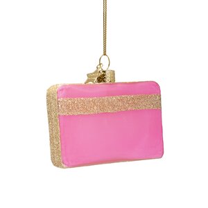 Vondels Kerstornament glas creditcard - H7cm Roze - afbeelding 3