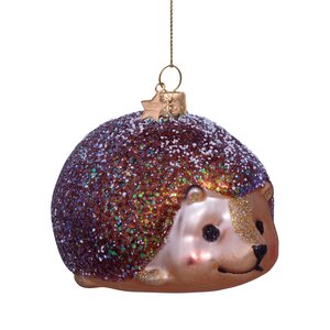 Vondels Kerstornament glas egel - H6cm Bruin - afbeelding 1