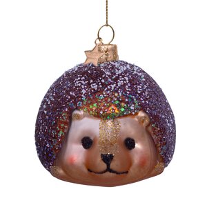Vondels Kerstornament glas egel - H6cm Bruin - afbeelding 2