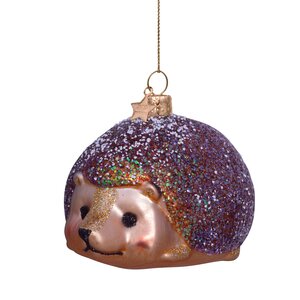 Vondels Kerstornament glas egel - H6cm Bruin - afbeelding 3