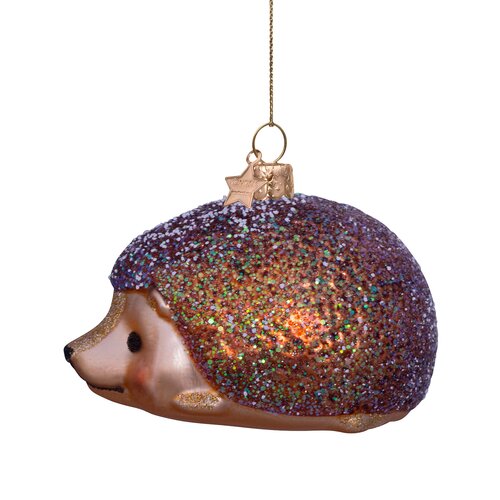 Vondels Kerstornament glas egel - H6cm Bruin - afbeelding 4