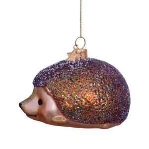 Vondels Kerstornament glas egel - H6cm Bruin - afbeelding 4