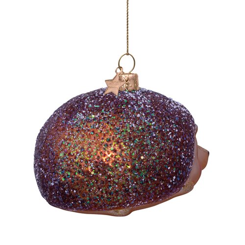 Vondels Kerstornament glas egel - H6cm Bruin - afbeelding 5