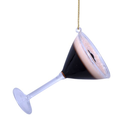 Vondels Kerstornament glas espresso martini - H9cm Bruin - afbeelding 1