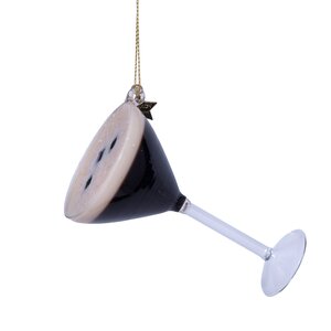 Vondels Kerstornament glas espresso martini - H9cm Bruin - afbeelding 3