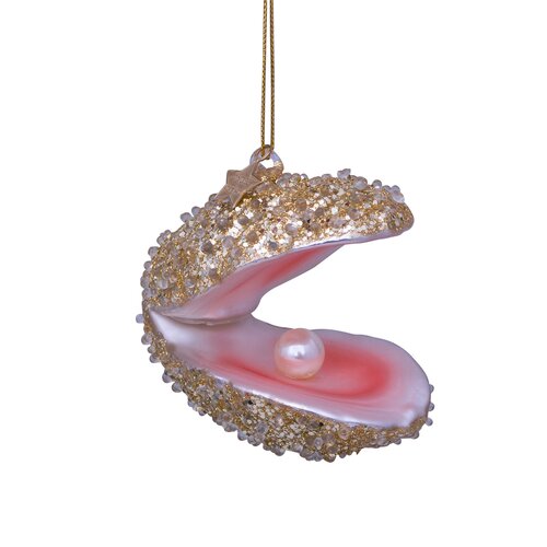 Vondels Kerstornament glas glitteroester - H7cm Champagne - afbeelding 1