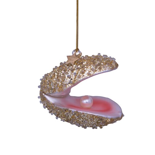 Vondels Kerstornament glas glitteroester - H7cm Champagne - afbeelding 2