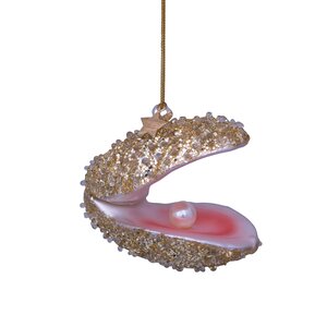 Vondels Kerstornament glas glitteroester - H7cm Champagne - afbeelding 2