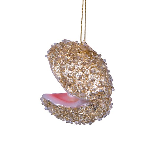 Vondels Kerstornament glas glitteroester - H7cm Champagne - afbeelding 3