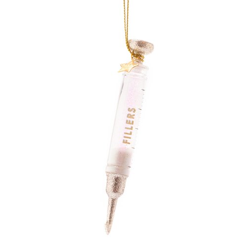 Vondels Kerstornament glas injectiespuit - H12cm - afbeelding 1