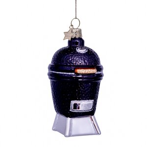 Vondels Kerstornament glas kamado barbecue - H11cm Zwart - afbeelding 1