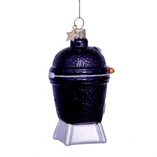Vondels Kerstornament glas kamado barbecue - H11cm Zwart - afbeelding 2