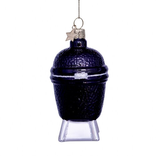 Vondels Kerstornament glas kamado barbecue - H11cm Zwart - afbeelding 3