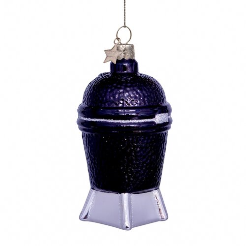 Vondels Kerstornament glas kamado barbecue - H11cm Zwart - afbeelding 4