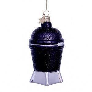 Vondels Kerstornament glas kamado barbecue - H11cm Zwart - afbeelding 4