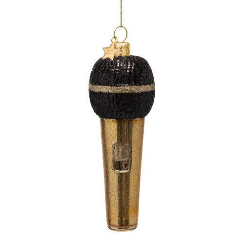 Vondels Kerstornament glas microfoon - H12,5cm Goud - afbeelding 1