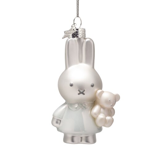 Vondels Kerstornament glas Nijntje met beer - H11cm Babyblauw - afbeelding 1