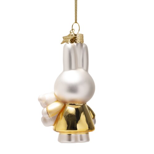 Vondels Kerstornament glas Nijntje met beer - H11cm Goud - afbeelding 3